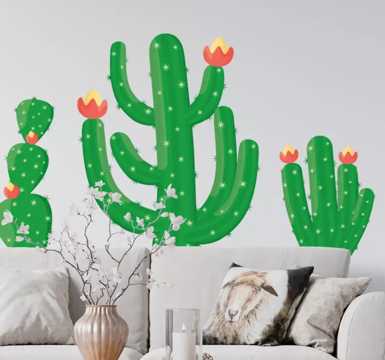 Adesivo composizione di cactus vivaci - TenStickers
