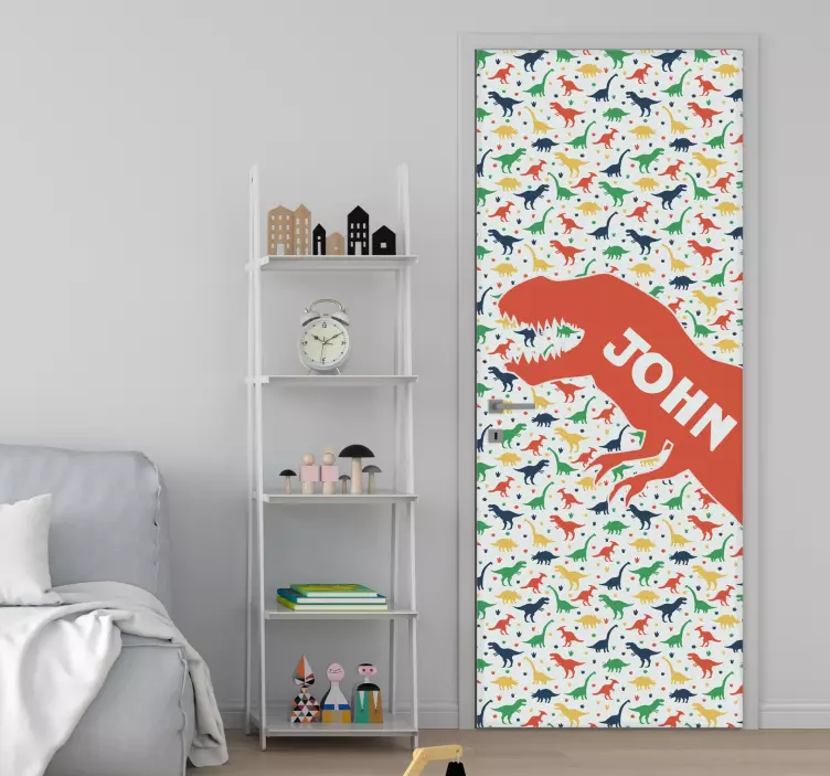 Adesivo con dinosauro e nome personalizzato - TenStickers