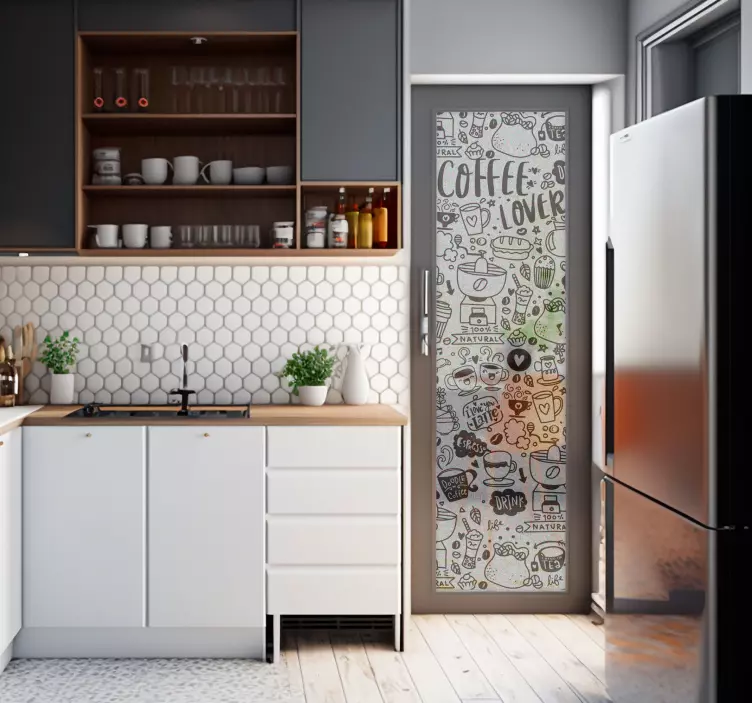 Adesivo cucina con disegni e scritte caffè - TenStickers