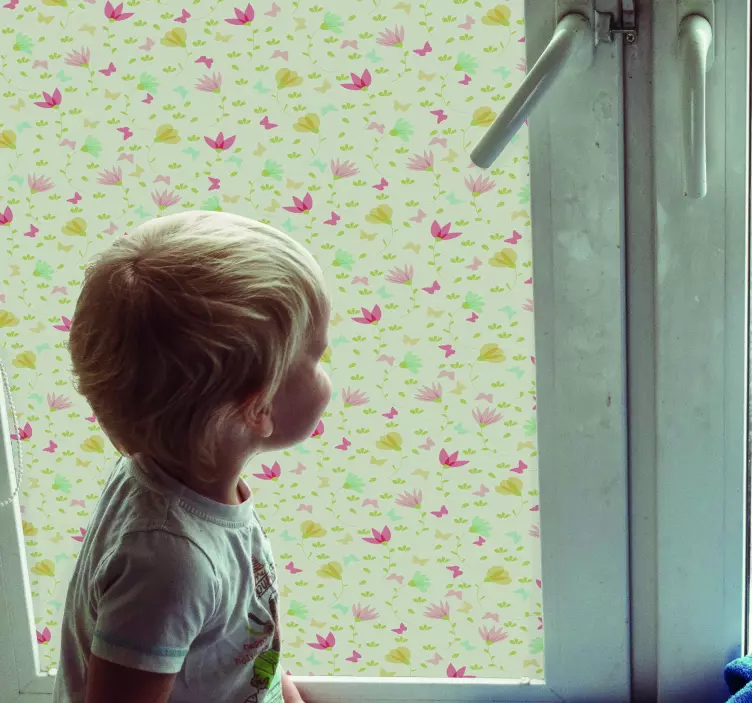 Adesivo per vetri con fiori e farfalle - TenStickers