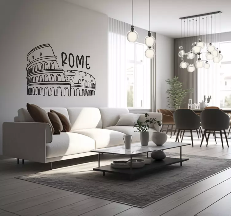 Adesivo con il Colosseo e la scritta "Roma" - TenStickers