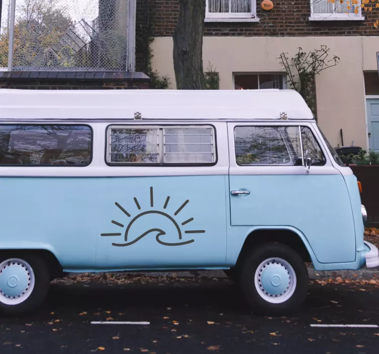 Adesivo camper sagoma di una onda e del sole - TenStickers