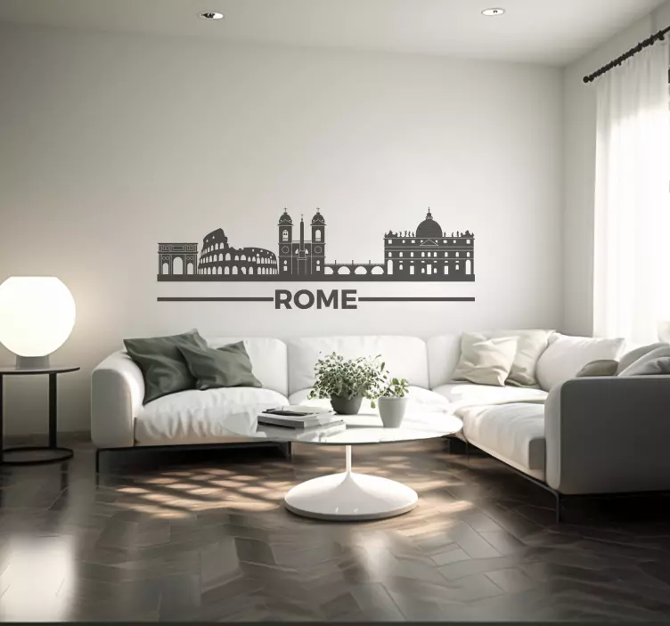 Adesivo murale soggiorno con lo skyline di Roma - TenStickers