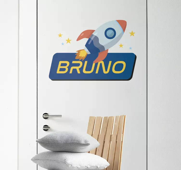 adesivo con razzo con nome personalizzabile - TenStickers