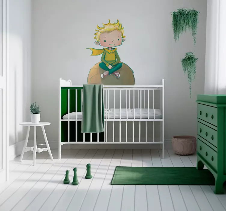 Adesivo con un bambino seduto sulla luna - TenStickers