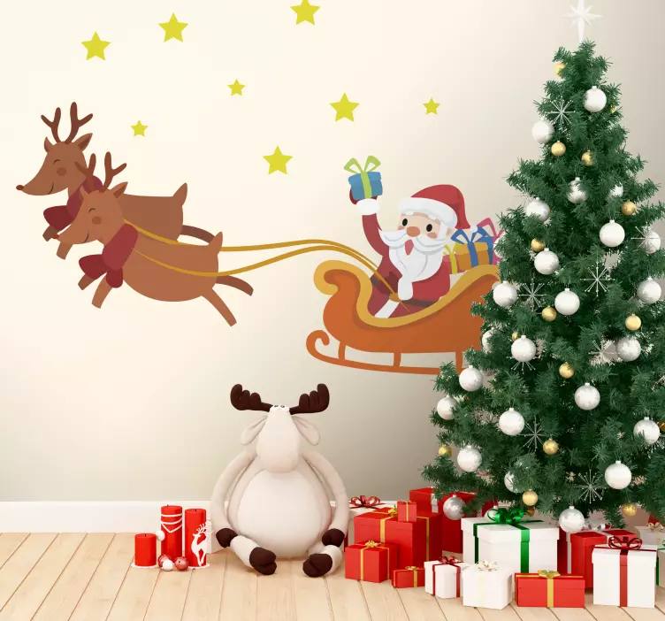 Adesivo corsa della slitta di babbo natale - TenStickers