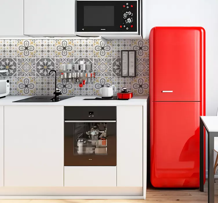 Adesivo cucina piastrelle in cemento Amiaz - TenStickers