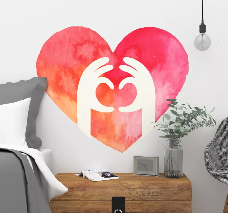 Adesivo cuore per San Valentino mani acquarello - TenStickers