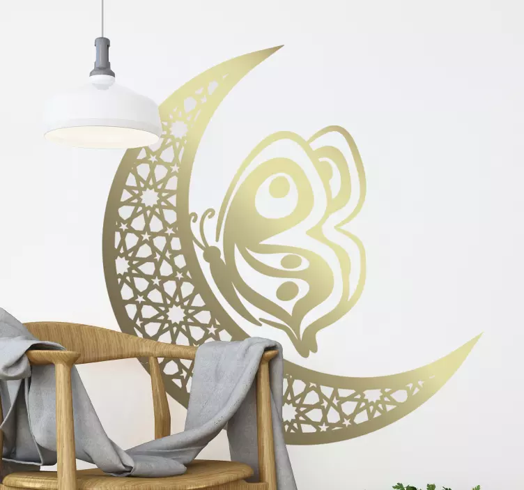 Adesivo farfalla mandala luna e farfalla - TenStickers