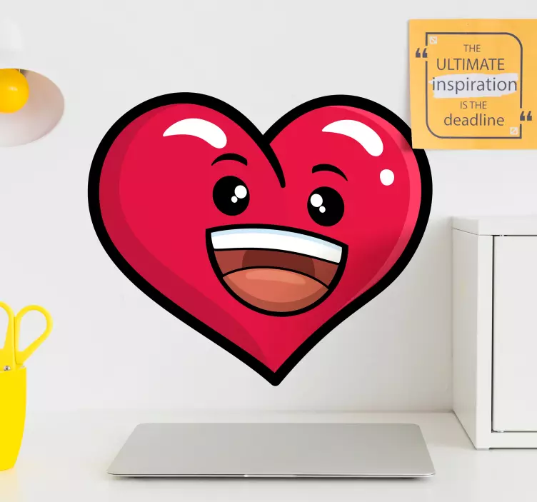 Adesivo murale con cuore sorridente - TenStickers