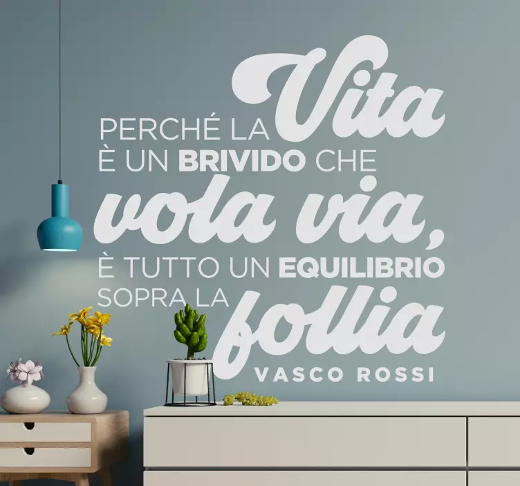 Adesivo da parete frase  canzone Vasco Rossi - TenStickers