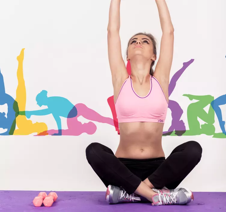 Adesivo murale con le posizioni yoga - TenStickers