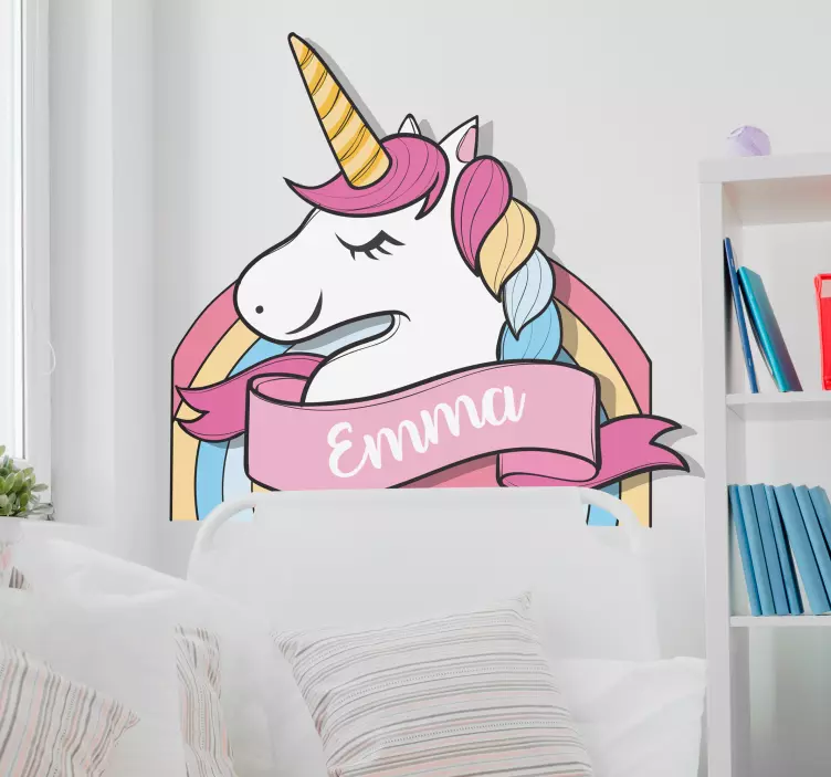Adesivo da parete personalizzabile unicorno - TenStickers