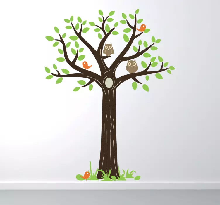 Adesivo decorativo albero con gufi - TenStickers