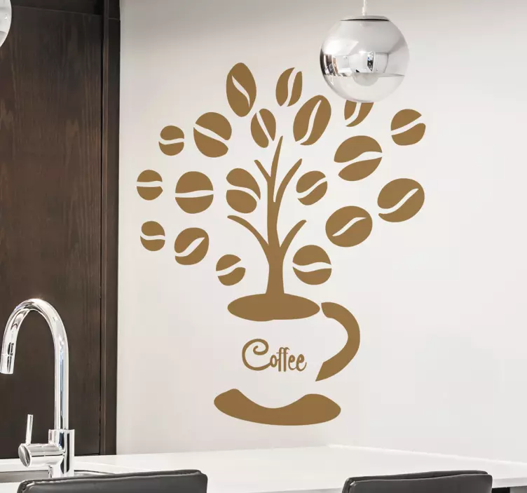 Adesivo cucina con albero di caffè - TenStickers