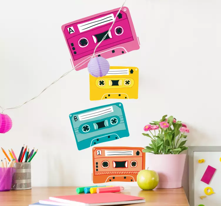 Adesivo decorativo anni 80 musicassette - TenStickers