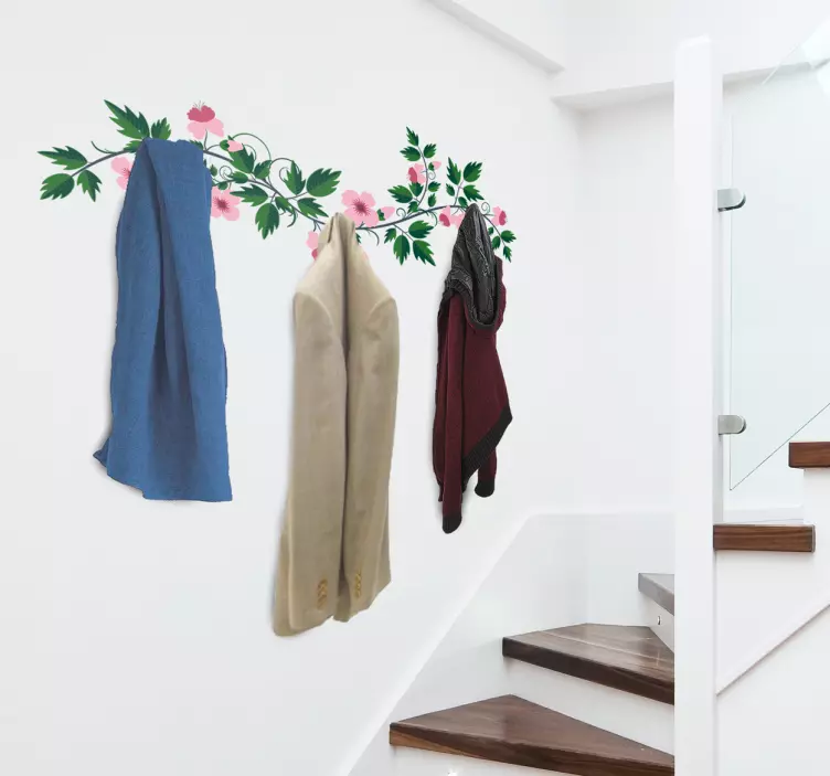 Adesivo decorativo appendiabiti floreale - TenStickers