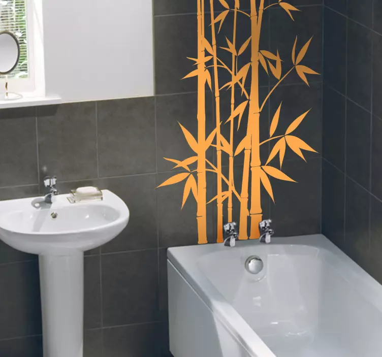 Adesivo decorativo bagno pianta bambù - TenStickers