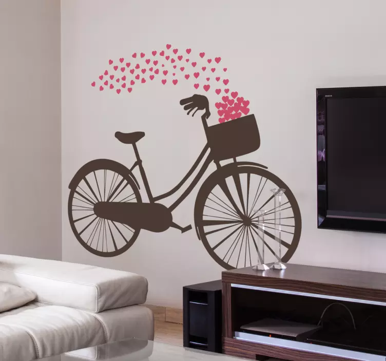 Adesivo decorativo bici cuori - TenStickers