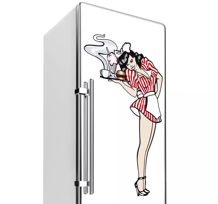 Adesivo frigo cameriera retrò - TenStickers
