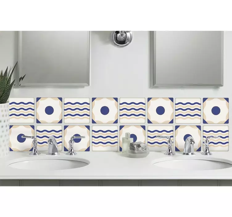 Adesivo bagno piastrelle ceramica onde - TenStickers