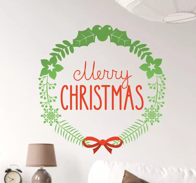 Adesivo decorativo corona merry christmas - TenStickers
