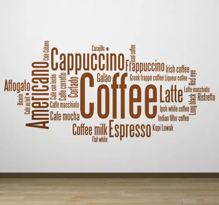 Originale adesivo scritte dei tipi di caffè - TenStickers