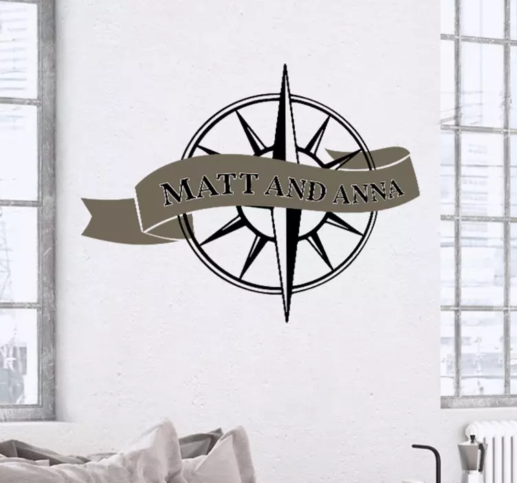 Adesivo decorativo matrimonio bussola - TenStickers