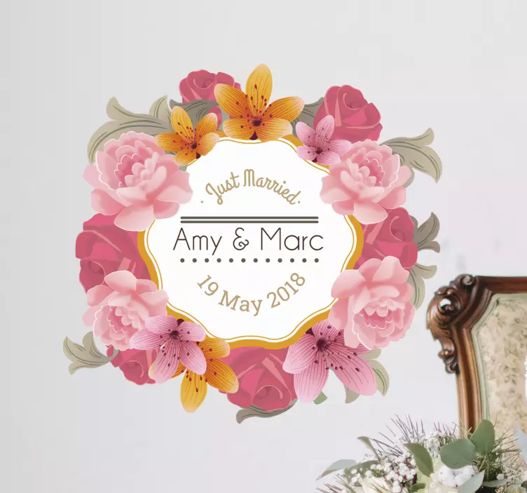 Adesivo decorativo matrimonio floreale - TenStickers