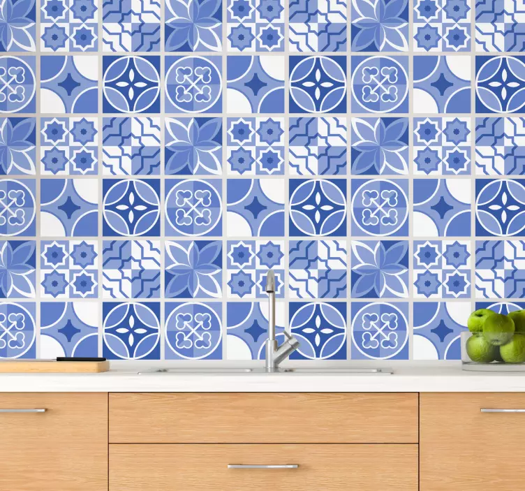Adesivo decorativo motivi geometrici blu - TenStickers