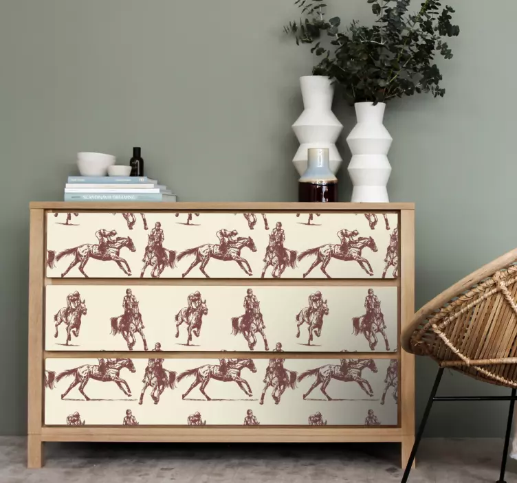 Carta adesiva per mobili motivo equestre - TenStickers