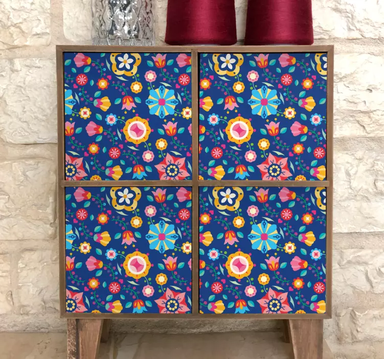 Adesivo decorativo motivo floreale colorato - TenStickers