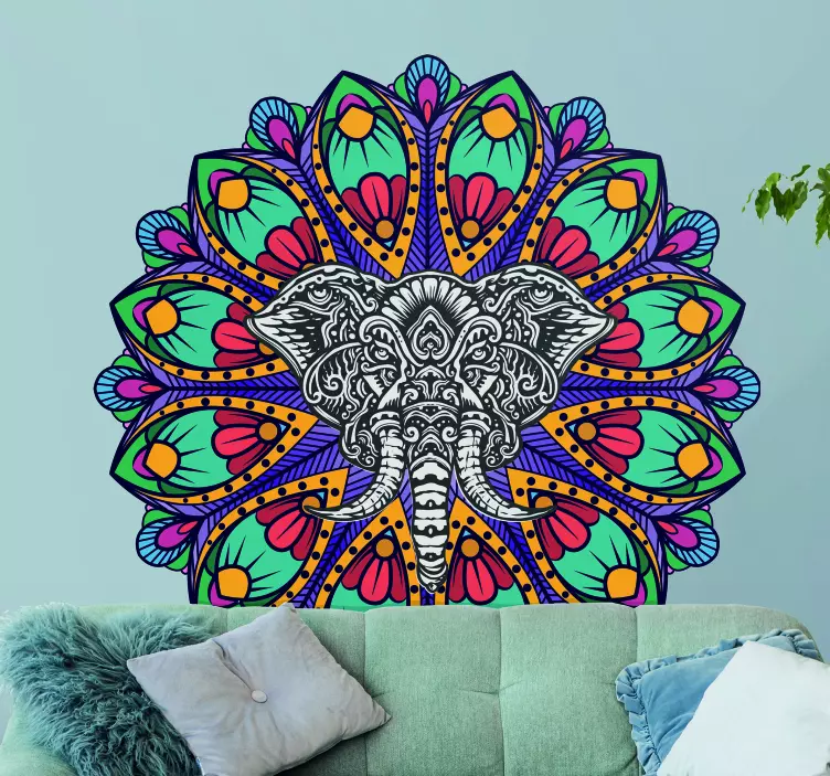 Adesivo decorativo motivo mandala elefante - TenStickers
