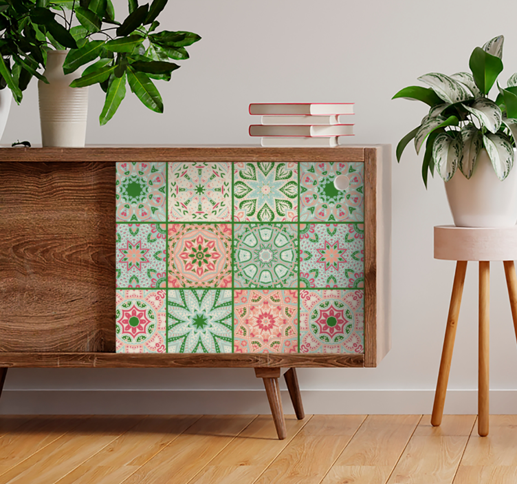 Adesivo decorativo piastrelle con motivi colorati - TenStickers