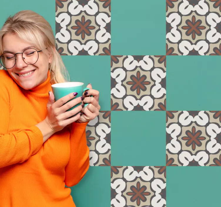 Adesivo per piastrelle disegno geometrico beige - TenStickers