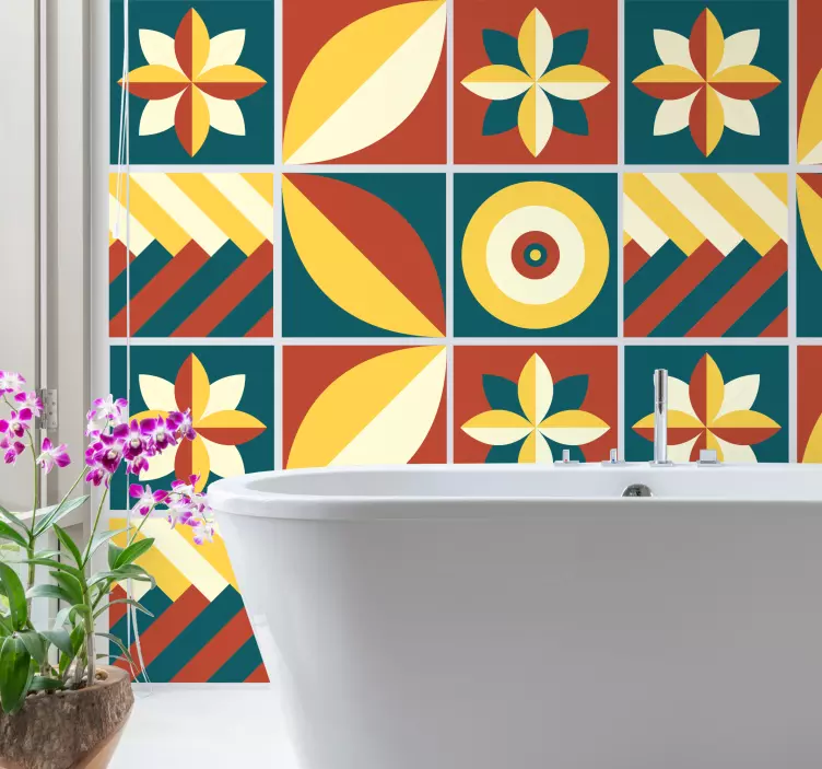 Adesivo decorativo piastrelle geometriche a motivi - TenStickers