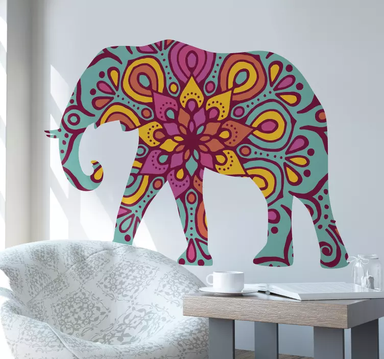 Adesivo decorativo sagoma di elefante colorato - TenStickers