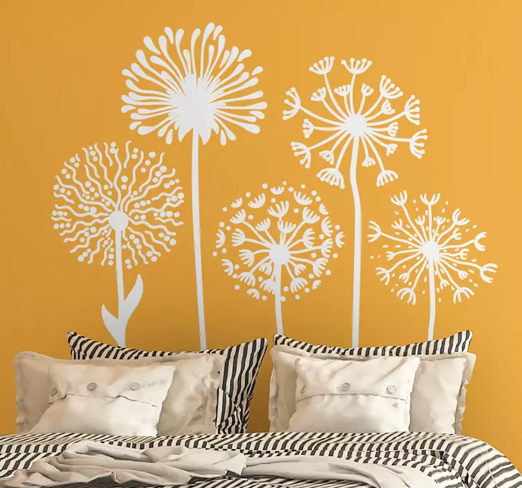 Adesivo decorativo set silhouette fiori di dente di leone - TenStickers