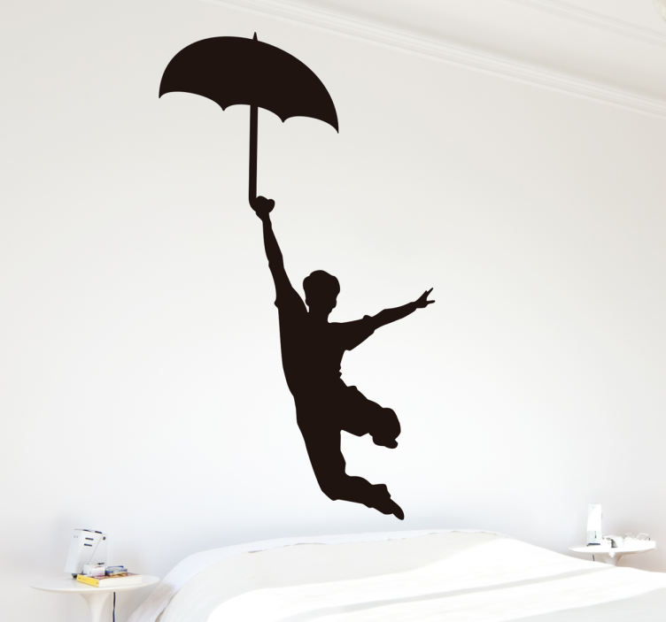 Adesivo decorativo Silhouette ballerino Ombrello - TenStickers
