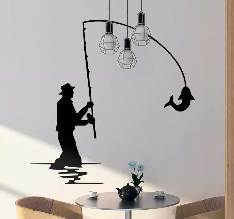 Adesivo decorativo silhouette pescatore - TenStickers