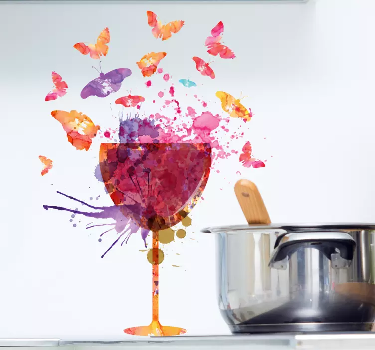 Adesivo decorativo splatter coppa di vino - TenStickers