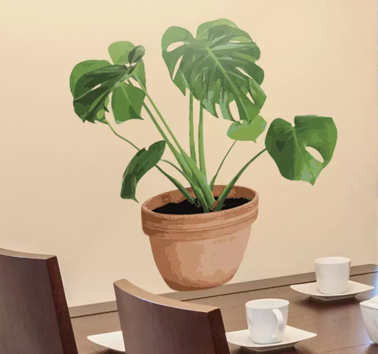 Adesivo decorativo vaso Monstera Deliciosa - TenStickers