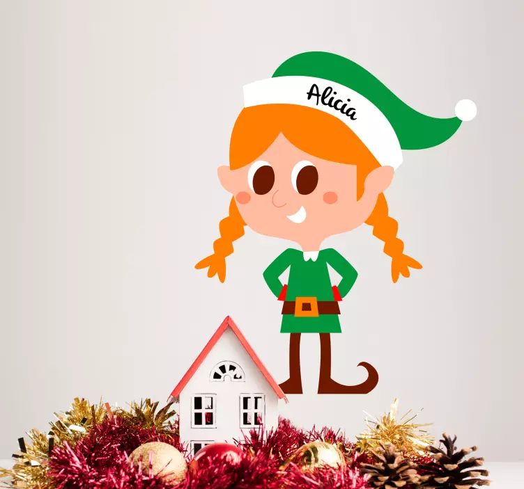 Adesivo Natale personalizzabile elfo femminile - TenStickers