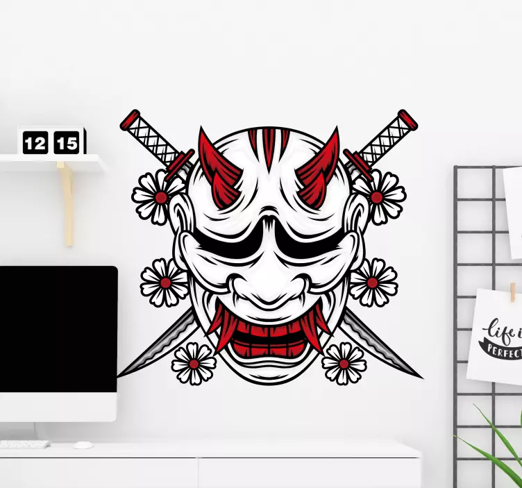 Wall sticker disegno della maschera del samurai - TenStickers