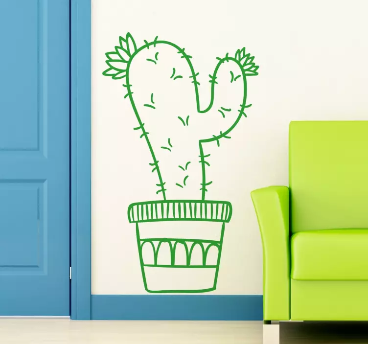 Adesivo disegno vaso cactus - TenStickers