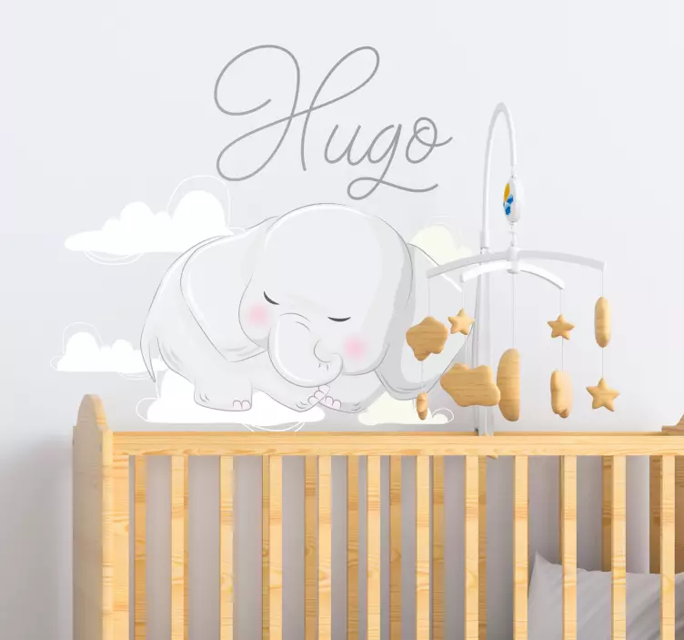 Adesivo murale nuvole con elefante che dorme - TenStickers