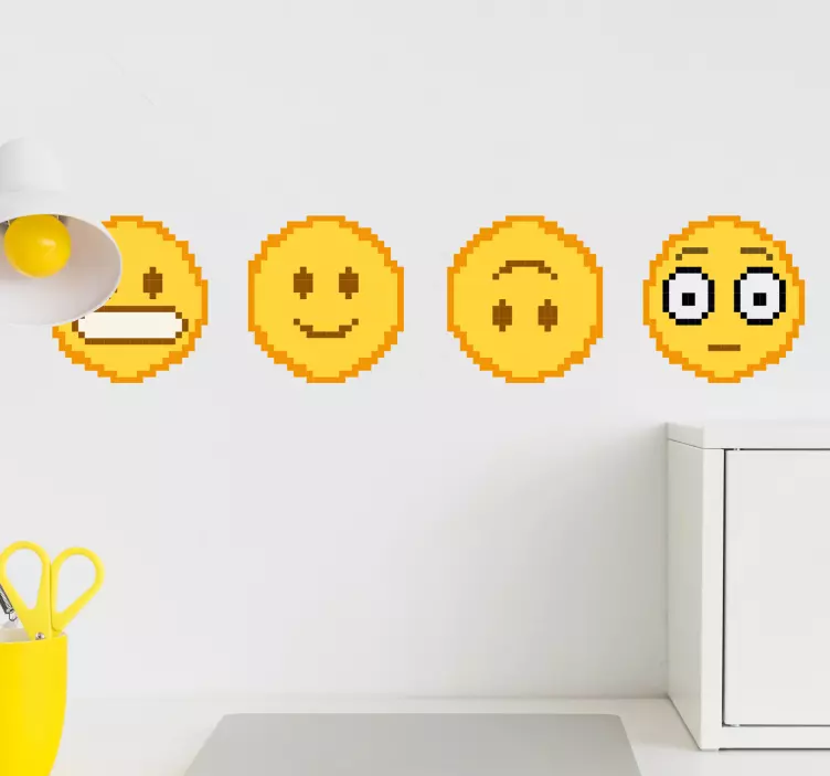 Adesivo murale emoji effetto pixel - TenStickers