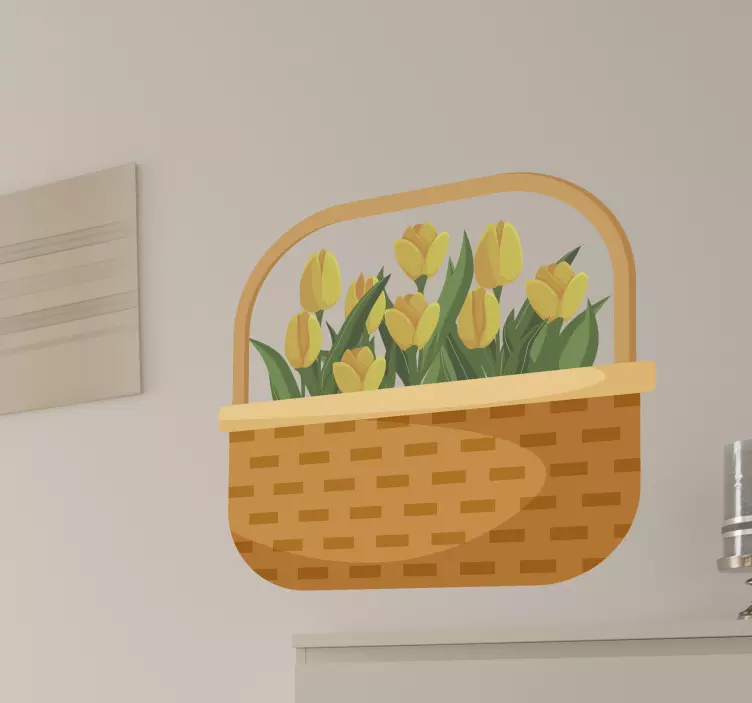 Adesivo fiore cesto di tulipani - TenStickers