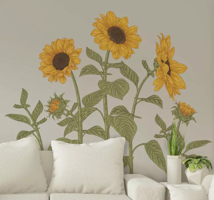Adesivo fiore composizione di fiori di girasole - TenStickers