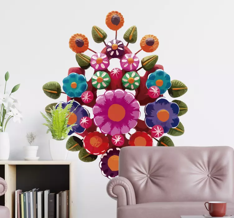 Adesivo fiore composizione di fiori vibranti - TenStickers